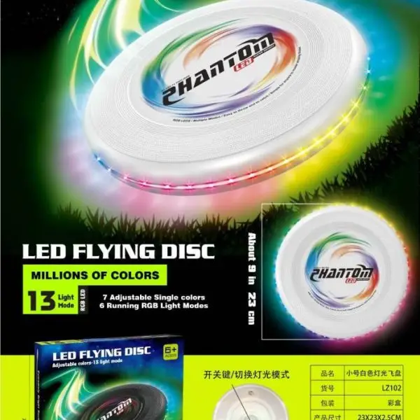 LED Flying Disc USB Rechargeable 13 Light Modes Outdoor Toy for Kids 23cm