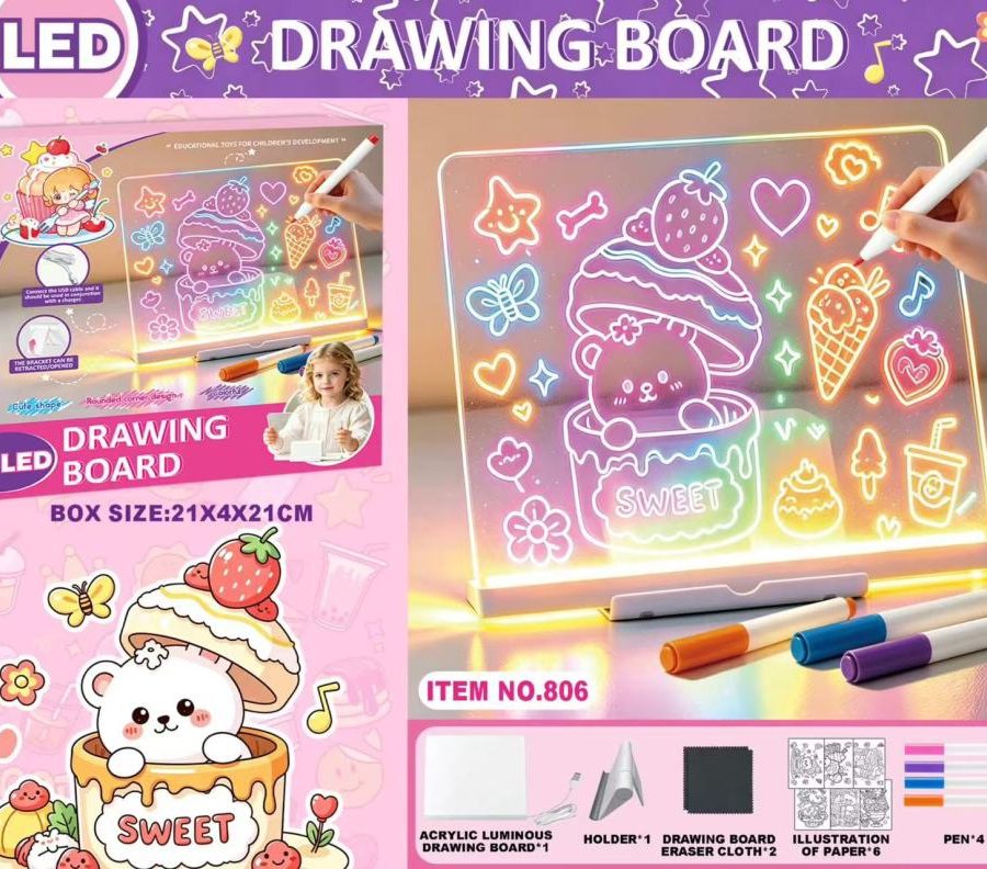 LED Drawing Board Acrylic Luminous Drawing Board for Kids 21cm