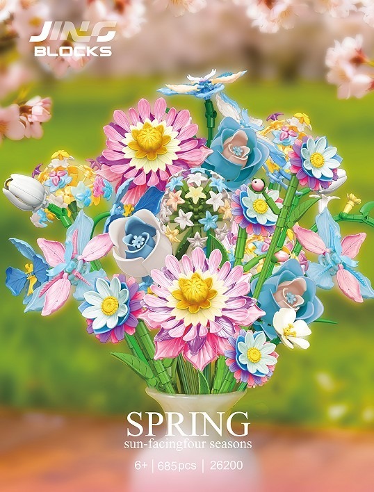 JING BLOCKS 26200 Spring Bouquet DIY Building Block Flowers